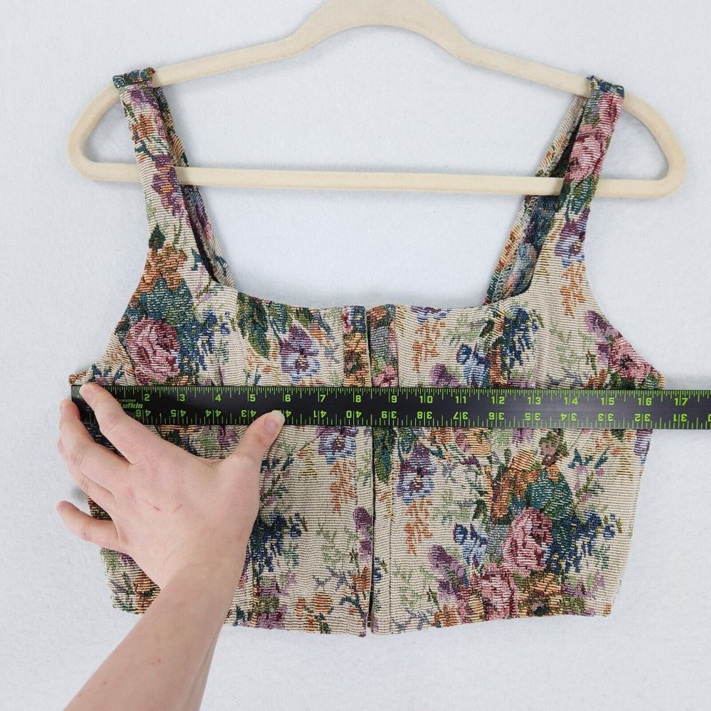 Wild Fable Shirt Womens Medium Tan Multicolor Floral Bustier Crop Tank Top - Picture 4 of 11